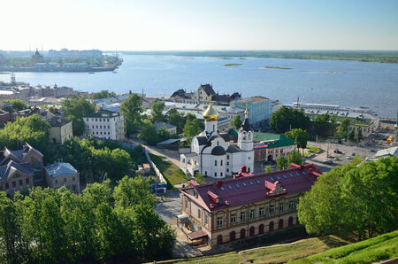 Ancient Russian city Nizhny Novgorod is located at the confluence of the rivers Volga and Oka のeditorial素材