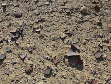 The surface of ground is photographed close-up at the archaeological digging in the ancient necropolis Saqqara.の写真素材