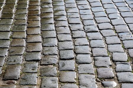 Rough texture of wet block pavement