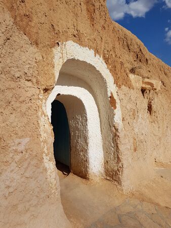 An entrance of the traditional Tunisian dwellingの写真素材