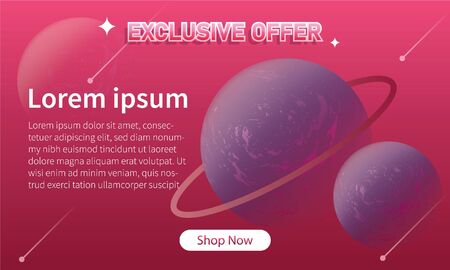 Promotion poster template with simple space and planetのイラスト素材