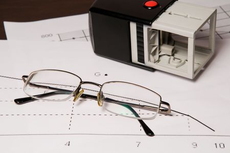 stamp and glasses on the graphic a arts of sales 