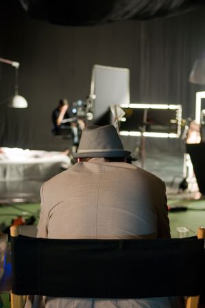 A producer looks  the shooting of musical video  clipの写真素材