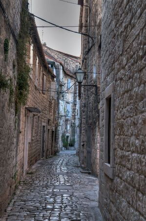 Ancient lane in Croatia, the city of Trogirの写真素材