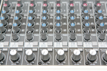 Part audio mixer panel in the studio