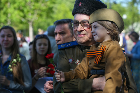 Holiday, Victory day in Moscow, Gorky Park, 9 may 2014のeditorial素材