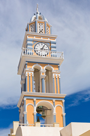 Church clock tower. Greece, Santorini, Firaの写真素材