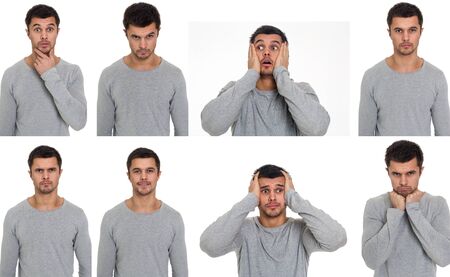 Portraits with different emotions of a young man.の写真素材