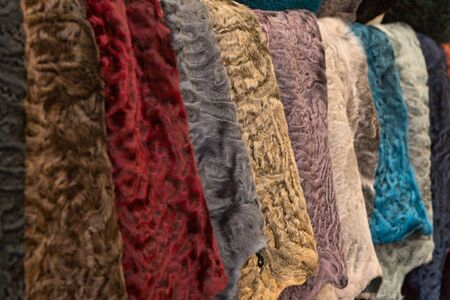 A range of multicolored natural Karakul fur