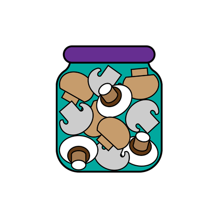 mushrooms in a jar. vector illustrationのイラスト素材