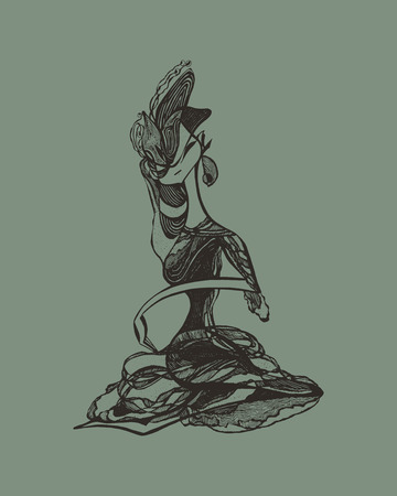 Abstract graphic composition. Hand-drawn vector illustration.のイラスト素材