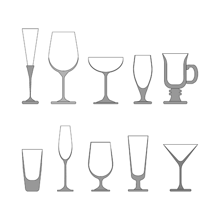wine glasses set. vector illustration on white backgroundのイラスト素材