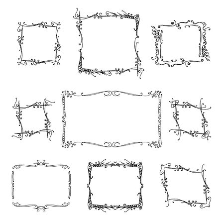 set of frames. hand-drawn vector illustrationのイラスト素材