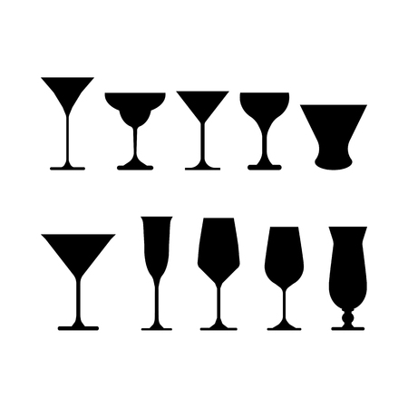 set of wine glasses. vector illustration on white backgroundのイラスト素材