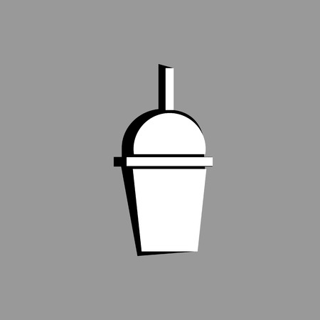 a glass of drink. fast food vector icon on gray backgroundのイラスト素材
