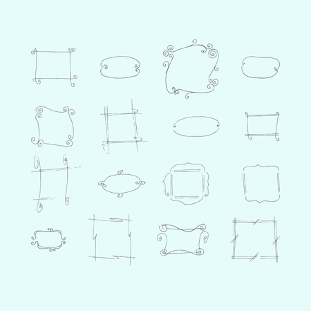 frames set. Decorative elements are hand drawn. vector illustrationのイラスト素材