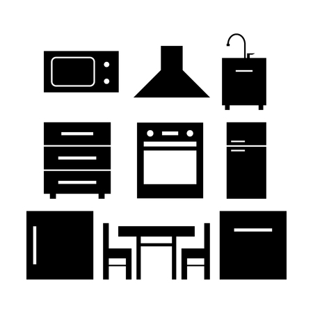 kitchen furniture set of icons.vector illustrationのイラスト素材