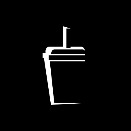 drinking a glass of fast food. vector icon on black backgroundのイラスト素材