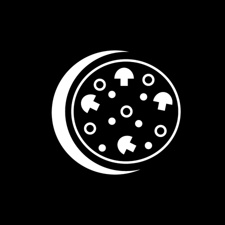 pizza black and white vector iconのイラスト素材