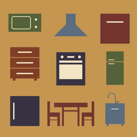 kitchen furniture set of icons.vector illustrationのイラスト素材