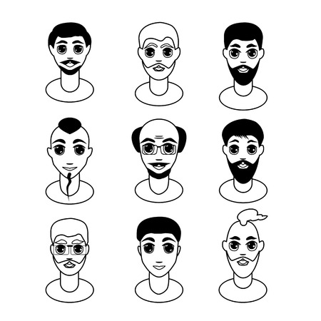 men faces set. vector illustrationのイラスト素材
