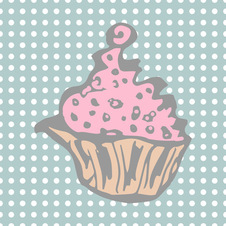Cake with cream. vector illustration in pastel colorsのイラスト素材