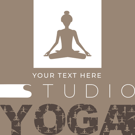 Design template banner, poster for yoga studio. vector illustrationのイラスト素材