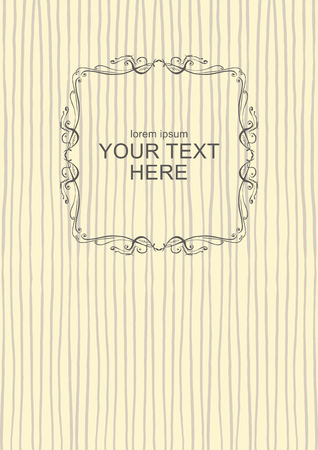 cover with hand drawn background. A4 format striped texture with vintage frame and space for text. vector illustration in beige tonesのイラスト素材