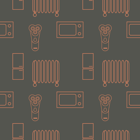 household appliances seamless pattern. vector outline illustration on gray backgroundのイラスト素材