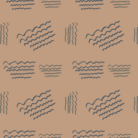 Hand-drawn elements seamless pattern. vintage vector illustration brown colorのイラスト素材