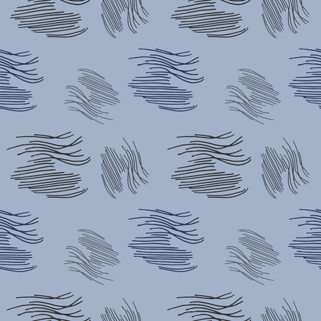 hand drawn elements seamless pattern. blue color vector illustrationのイラスト素材
