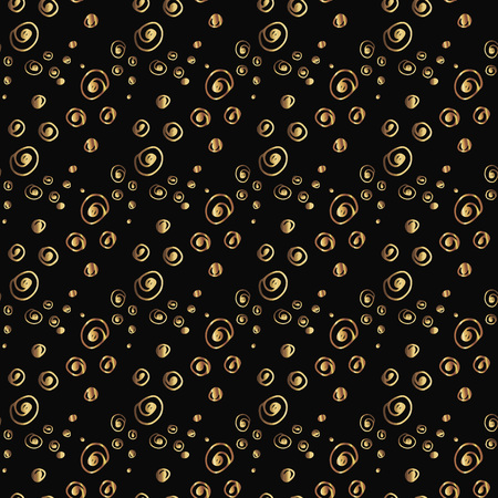 golden little balls seamless pattern. hand drawn vector illustration on black backgroundのイラスト素材