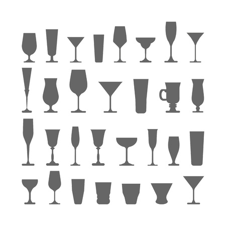 set of wine glasses. vector illustration isolated on white backgroundのイラスト素材
