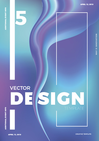 Design template for event poster, flyer, cover. Modern bright blue vector illustration.のイラスト素材