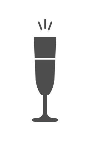 a glass of champagne icon. vector black and white illustrationのイラスト素材