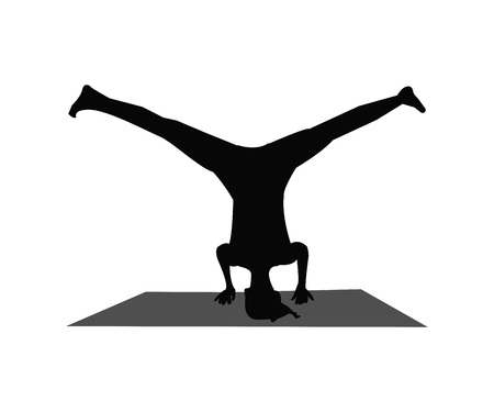 girl silhouette in yoga pose. vector illustration isolated on white backgroundのイラスト素材