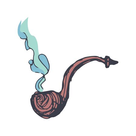 Smoking pipe. Hand drawn doodle color vector isolated illustrationのイラスト素材