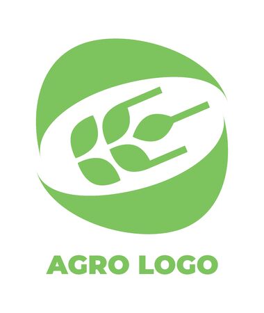 Logo template for agro company. Green vector isolated icon.のイラスト素材