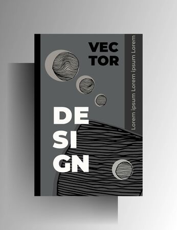 Template cover, poster, brochure poster. Monochrome design with hand drawn textural elements. Vector 10 EPS.のイラスト素材