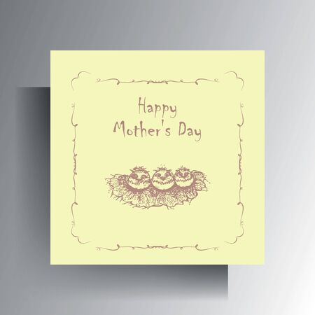 Postcard design happy mother. A cute character in pastel colors is manually drawn.のイラスト素材