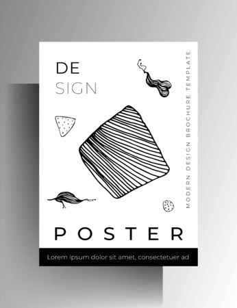 Design poster, cover black and white with hand-drawn graphic elements. Vector 10 EPS.のイラスト素材