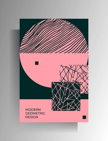 Geometric duotonic design for cover, poster. Hand-drawn graphic elements. Vector 10 EPS.のイラスト素材