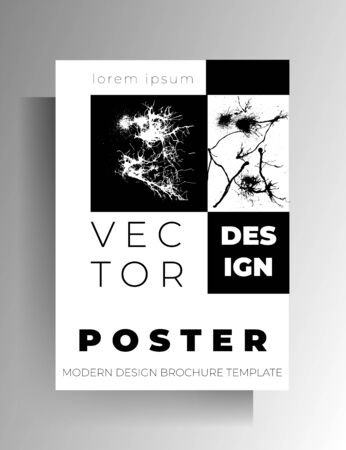 Monochrome design of cover, poster, flyer with ink spots. Hand drawn vector illustration.のイラスト素材