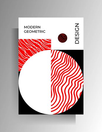 Geometric tricolor design for cover, poster. Hand-drawn graphic elements. Vector 10 EPS.のイラスト素材