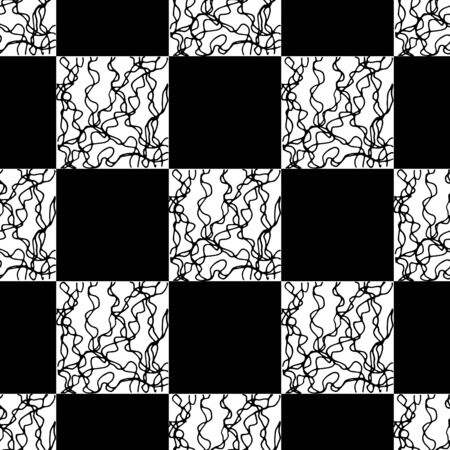 Chess seamless pattern. Monochrome vector illustration with hand drawn graphic elements.のイラスト素材