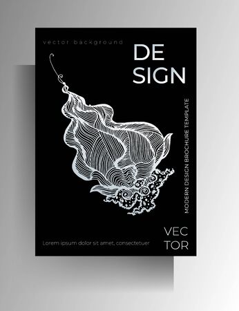Cover template design for book, magazine, booklet, catalog, brochure. Monochrome graphic elements are manually drawn. Vector 10 EPS.のイラスト素材