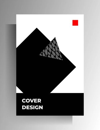 Geometric cover design for book, magazine, catalog, brochure, poster template.   texture black, gray, white, . Vector  .のイラスト素材