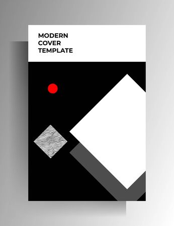 Geometric cover design for book, magazine, catalog, brochure, poster template.   texture black, gray, white, . Vector  .のイラスト素材