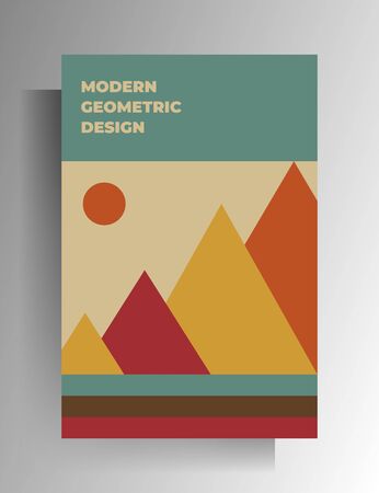 Cover template design for book, brochure, magazine, catalog. Colored geometric retro style vector illustration. A4 format.のイラスト素材