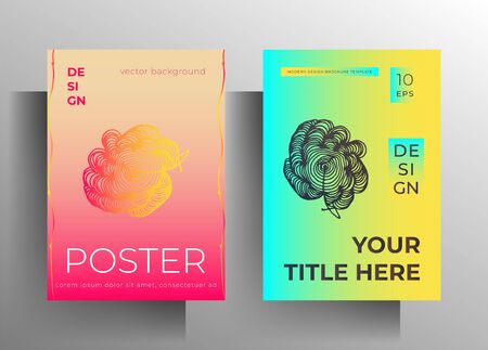 Cover design template set. Colorful concept with hand drawn graphic elements. A4 format.のイラスト素材